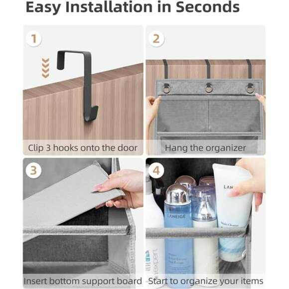 Over Door Hanging Organizer Clear Pockets Closet Storage for Bathroom Pantry - Picture 5 of 7